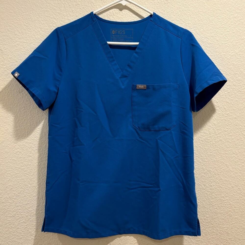 Figs Women's Blue Catarina One-Pocket Scrub Top Size S